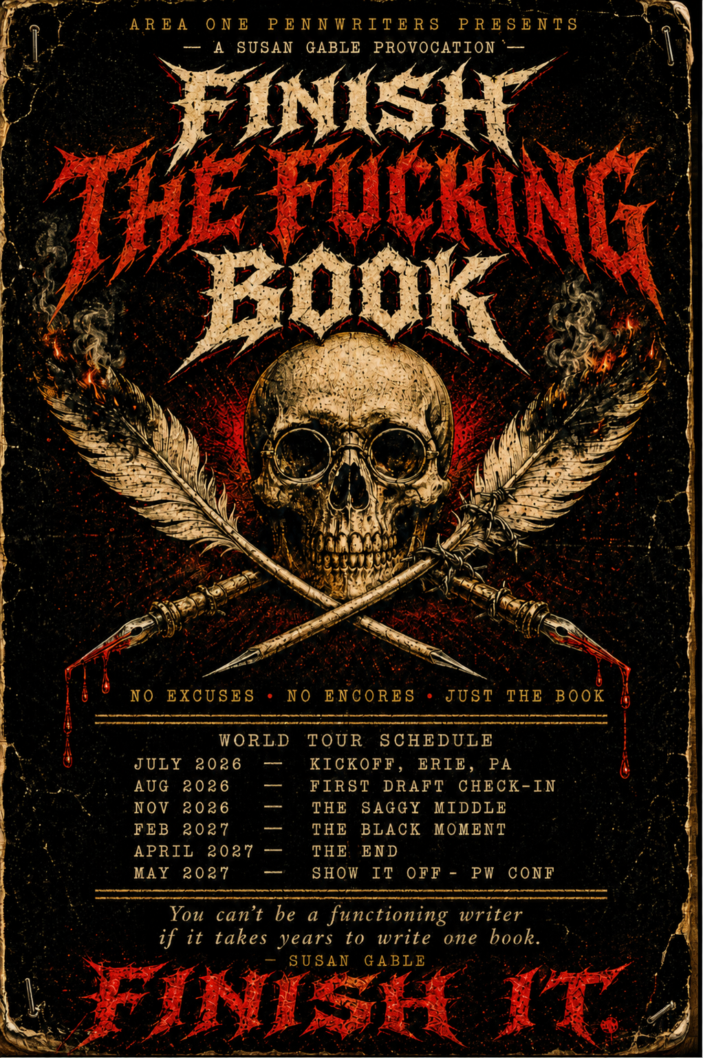 Finish the FFB Challenge hard rock poster art.